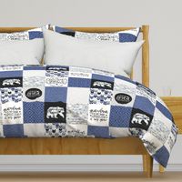 Grandma Bear//Blue - Wholecloth Cheater Quilt