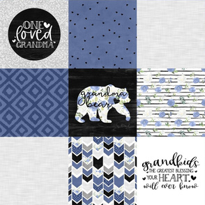 Grandma Bear//Blue - Wholecloth Cheater Quilt