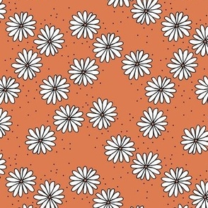 Abstract spotty daisies white burnt orange