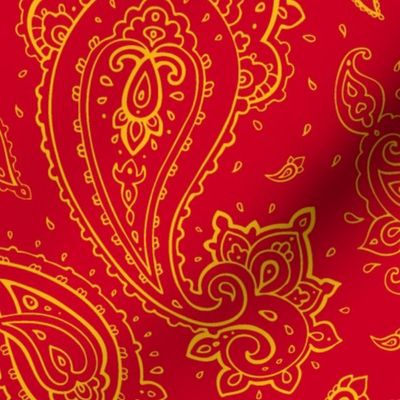 Bandana Paisley Gold on Red