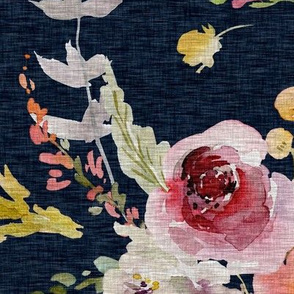 26” meadow floral - sapphire navy - wallpaper size