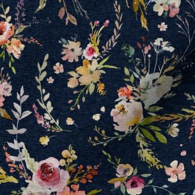 9” meadow floral - sapphire navy - wildflowers