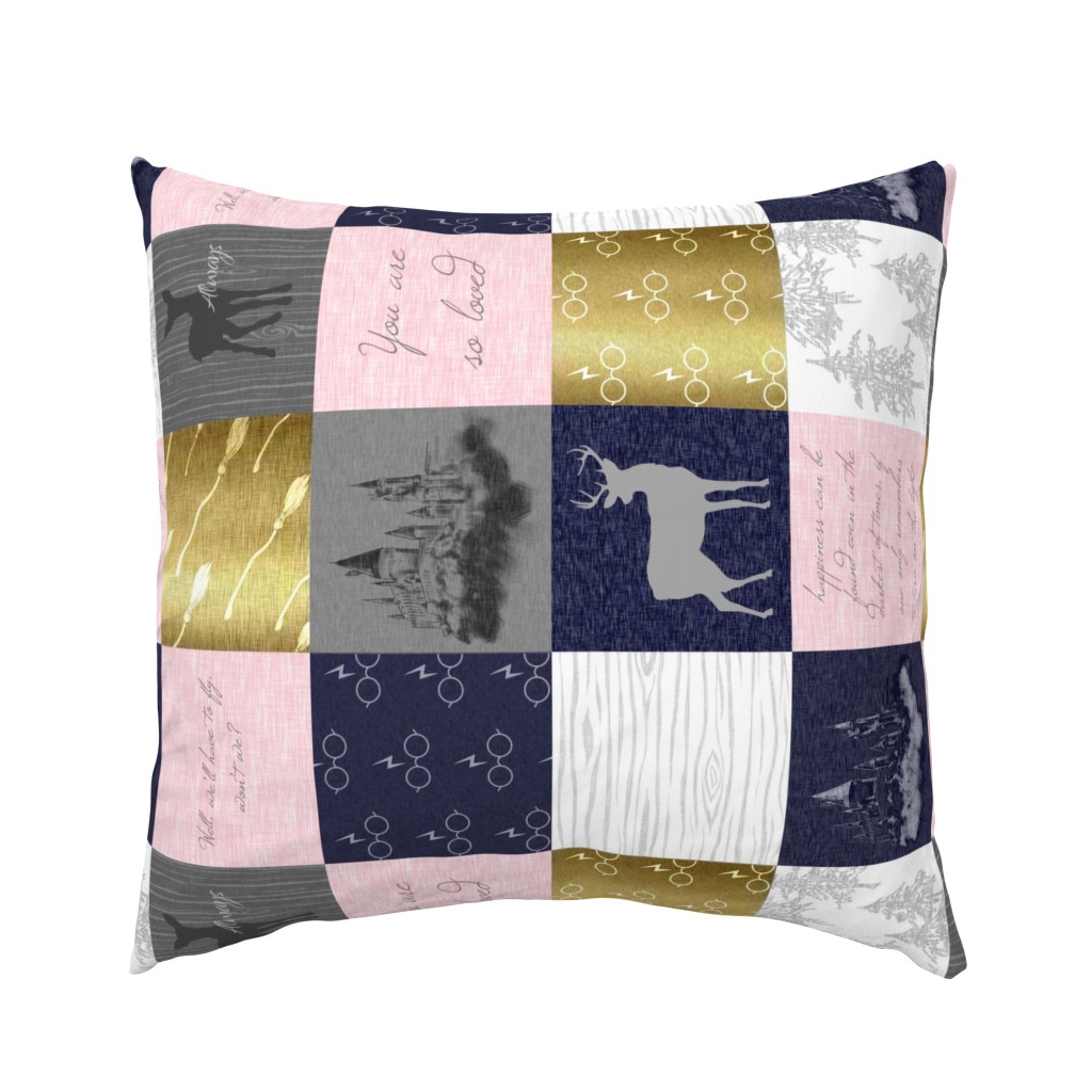 Always Quilt - pink, navy, gold - rotated