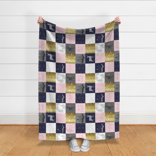 Always Quilt - pink, navy, gold - rotated