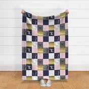 Always Quilt - pink, navy, gold - rotated
