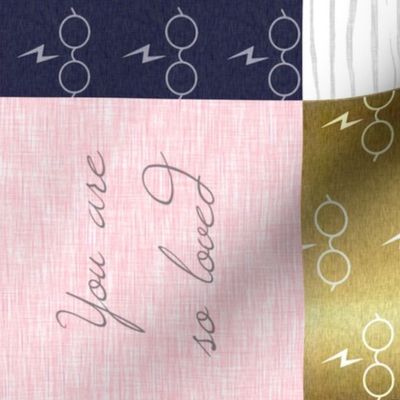 Always Quilt - pink, navy, gold - rotated