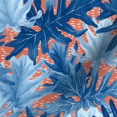 Tropical Leaf Blue Orange