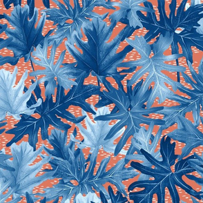 Tropical Leaf Blue Orange