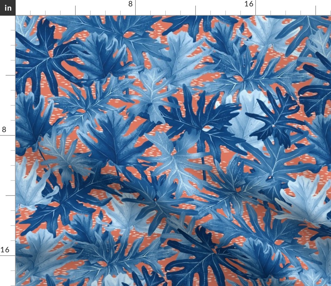 Tropical Leaf Blue Orange