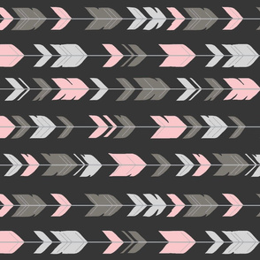 Arrow feathers. - pink, grey, charcoal - rotated