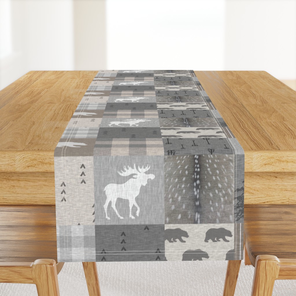 Rustic Woodland Quilt - Neutrals with moose