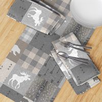 Rustic Woodland Quilt - Neutrals with moose