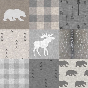 Rustic Woodland Quilt - Neutrals with moose