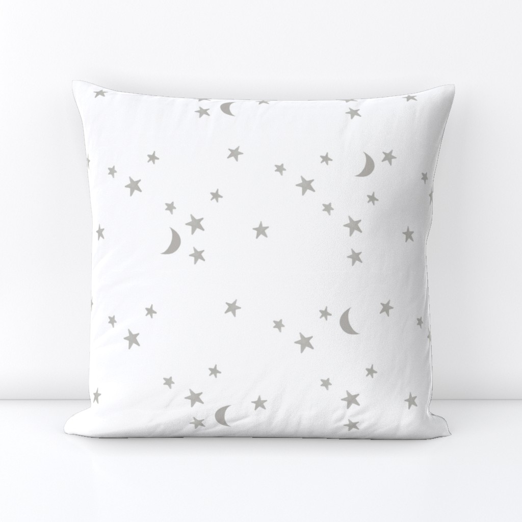 gray stars and moons on white