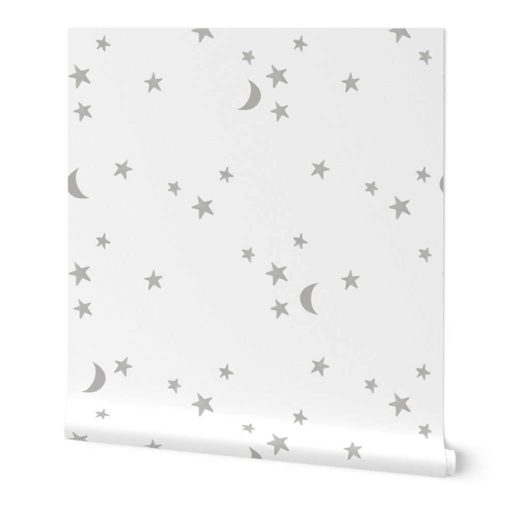 gray stars and moons on white