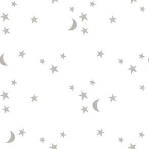 gray stars and moons on white