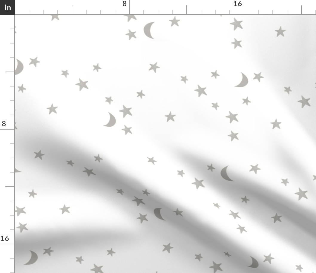 gray stars and moons on white