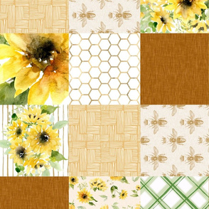 Summer sunflowerpatchwork - white/yellow - rotated