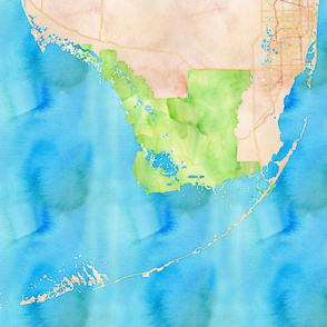 florida keys watercolor map 18x18