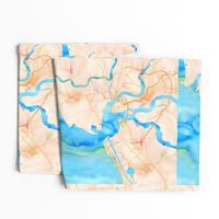 watercolor map charleston, SC IOP kiawah