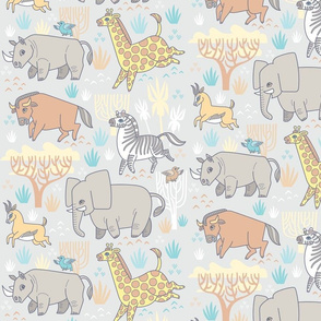 Safari Smiles in Gray (fabric size)