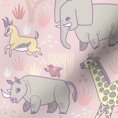 Safari Smiles in Pink (fabric size)