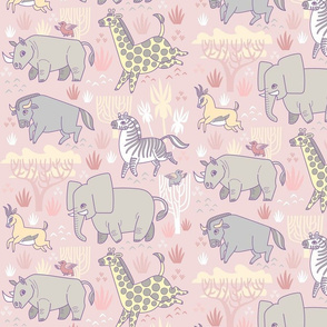 Safari Smiles in Pink (fabric size)