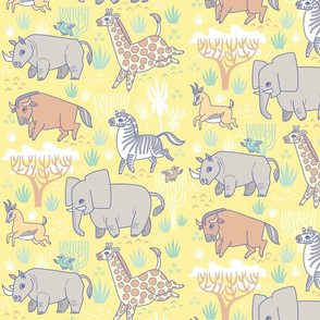 Safari Smiles in Yellow (fabric size)