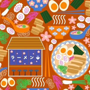 (S) Tokyo Ramen Shop - Small on Orange - Japanese / Asian Food / Cuisine