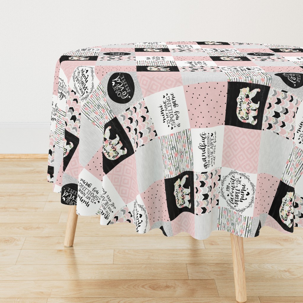 Mimi Bear//Pink - Wholecloth Cheater Quilt - Rotated