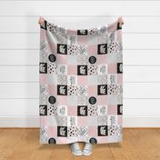 Mimi Bear//Pink - Wholecloth Cheater Quilt - Rotated