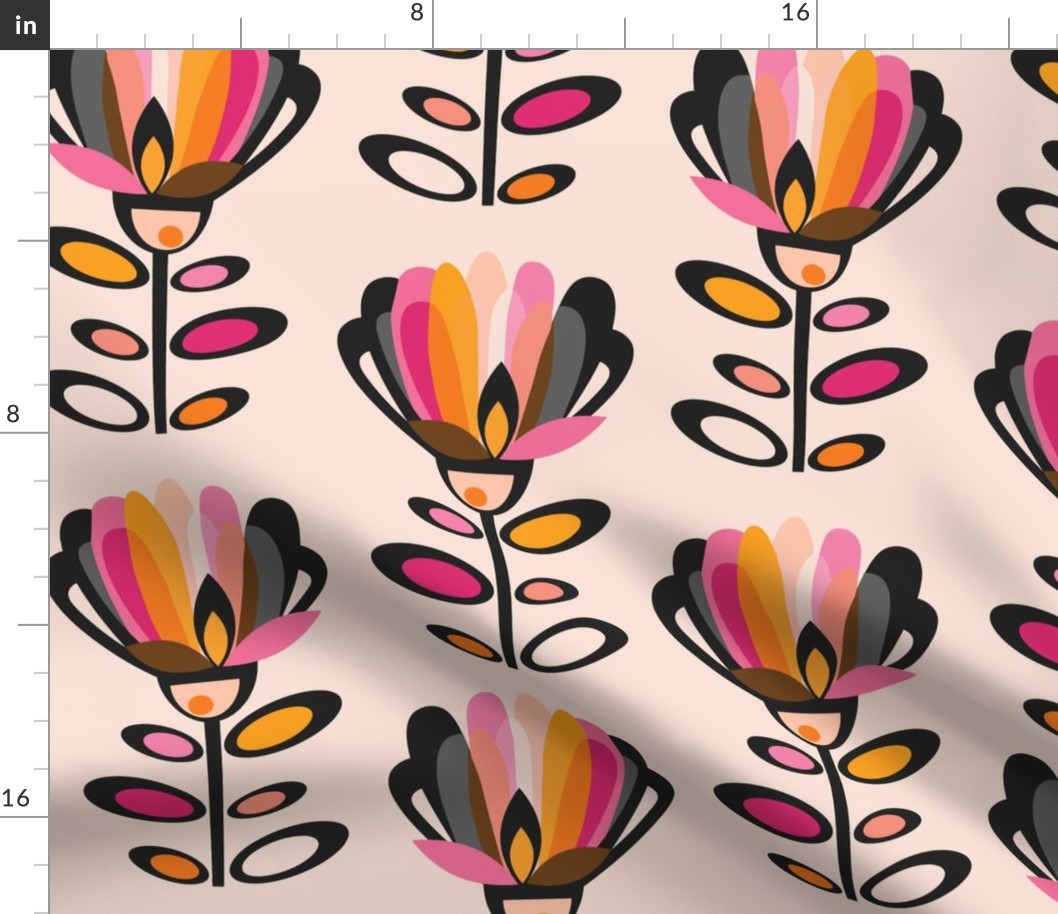 Paper Cut Mid Century Flower Wallpaper Cream