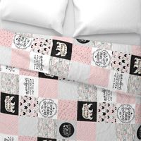 Nanny Bear//Pink - Wholecloth Cheater Quilt