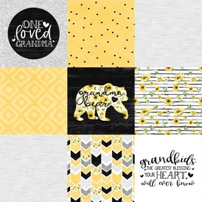 Grandma Bear//Sunflower - Wholecloth Cheater Quilt