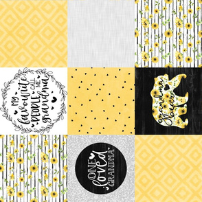 Grandma Bear//Sunflower - Wholecloth Cheater Quilt - Rotated