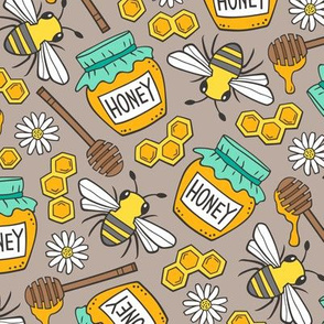 Honey & Bees on Brown