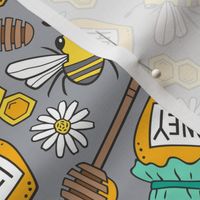 Honey & Bees on Grey