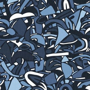 80s Papercut Shapes in Navy Blue / Small Scale