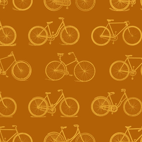 Retro Bicycles Gold Pattern (Large Scale Version)