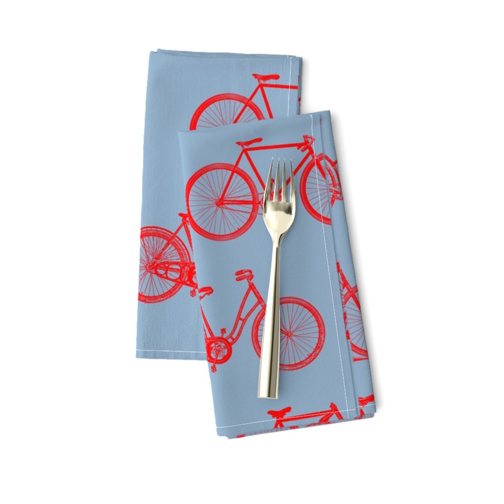 Retro Bicycles Blue & Red Pattern (Large Scale Version)