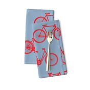 Retro Bicycles Blue & Red Pattern (Large Scale Version)