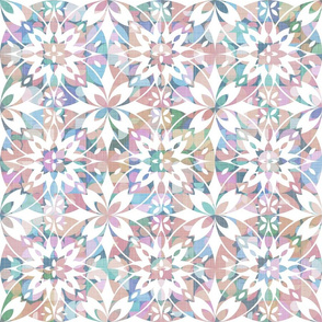 Pastel Geometric Floral Tile / Big Scale