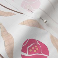 Cut Pink Flowers on White