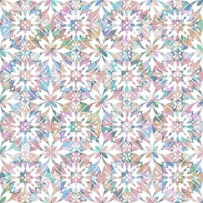 Pastel Geometric Floral Tile / Small Scale