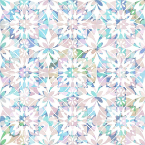 Pastel Blue and Pink Geometric Floral Tile / Big Scale