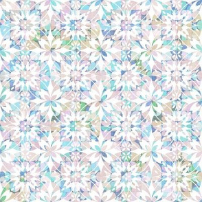 Pastel Blue and Pink Geometric Floral Tile / Small Scale