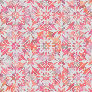 Pink Geometric Floral Tile / Big Scale