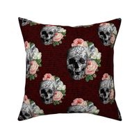 pink skull roses sklred01