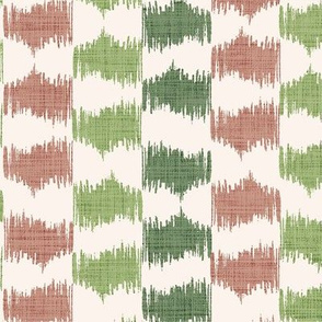 Ikat stripe in Cinnamon and Greens