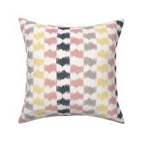 Ikat Stripe in Sage Silver, Desert Pink, Black and Maize